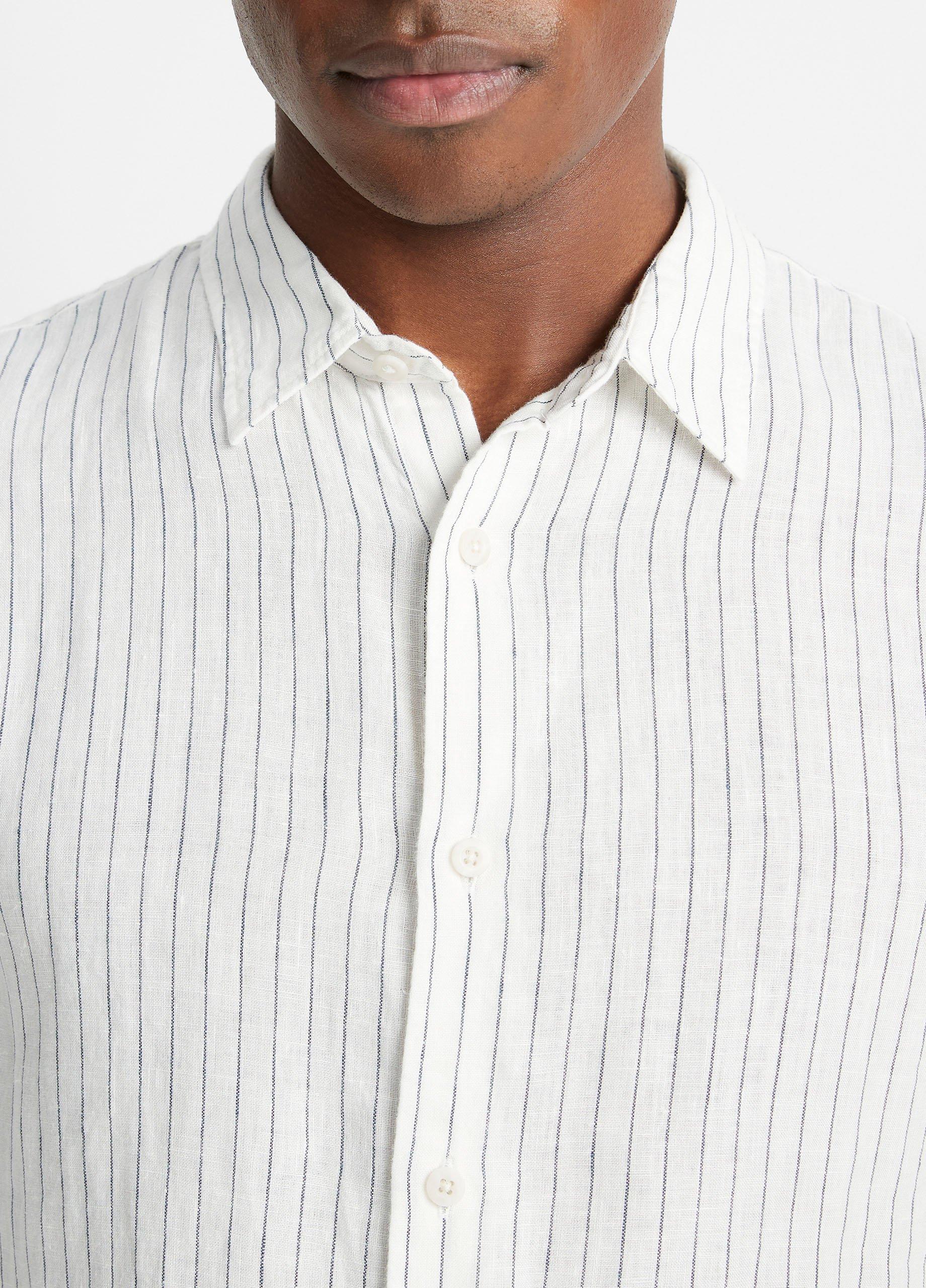 Vince striped button down deals shirt white - XL