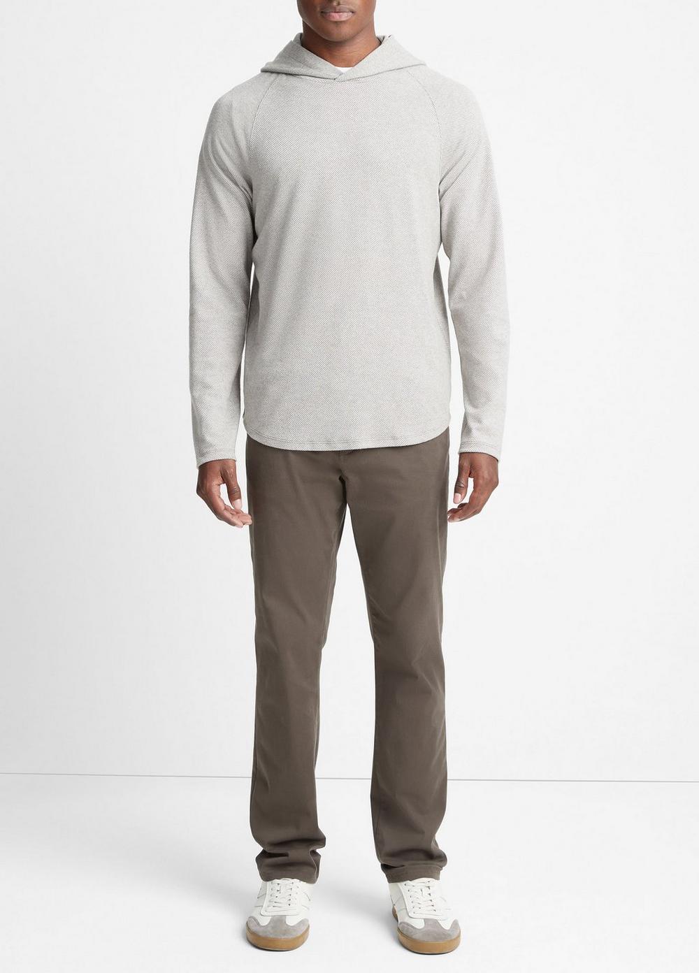 broken twill pullover hoodie, heather grey/off white, size m vince