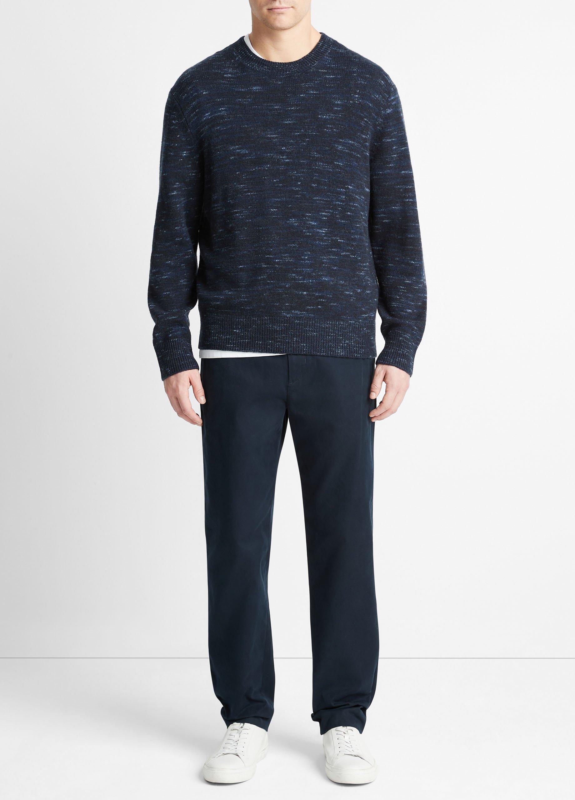 빈스 Vince Space Dye Wool-Cashmere Crew Neck Sweater,HEATHER COASTAL BLUE COMBO