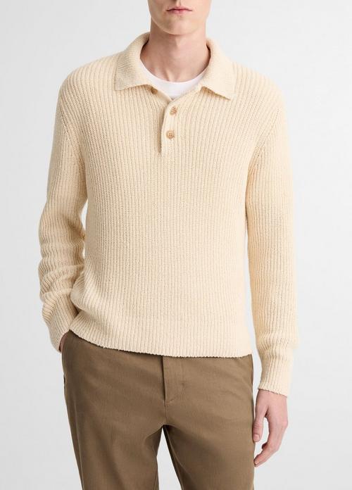 Shaker Italian Cotton-Blend Polo Sweater