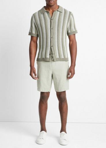 Crochet Stripe Short-Sleeve Button-Front Shirt image number 0