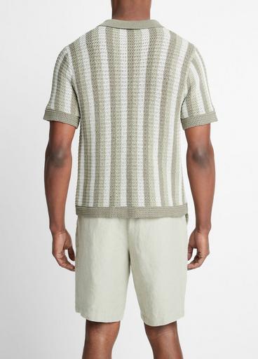 Crochet Stripe Short-Sleeve Button-Front Shirt image number 3