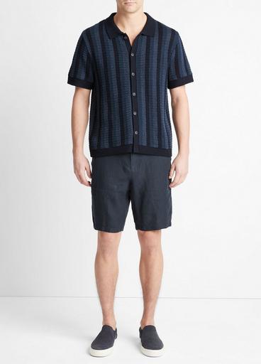 Crochet Stripe Short-Sleeve Button-Front Shirt image number 0