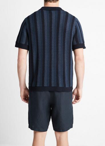 Crochet Stripe Short-Sleeve Button-Front Shirt image number 3