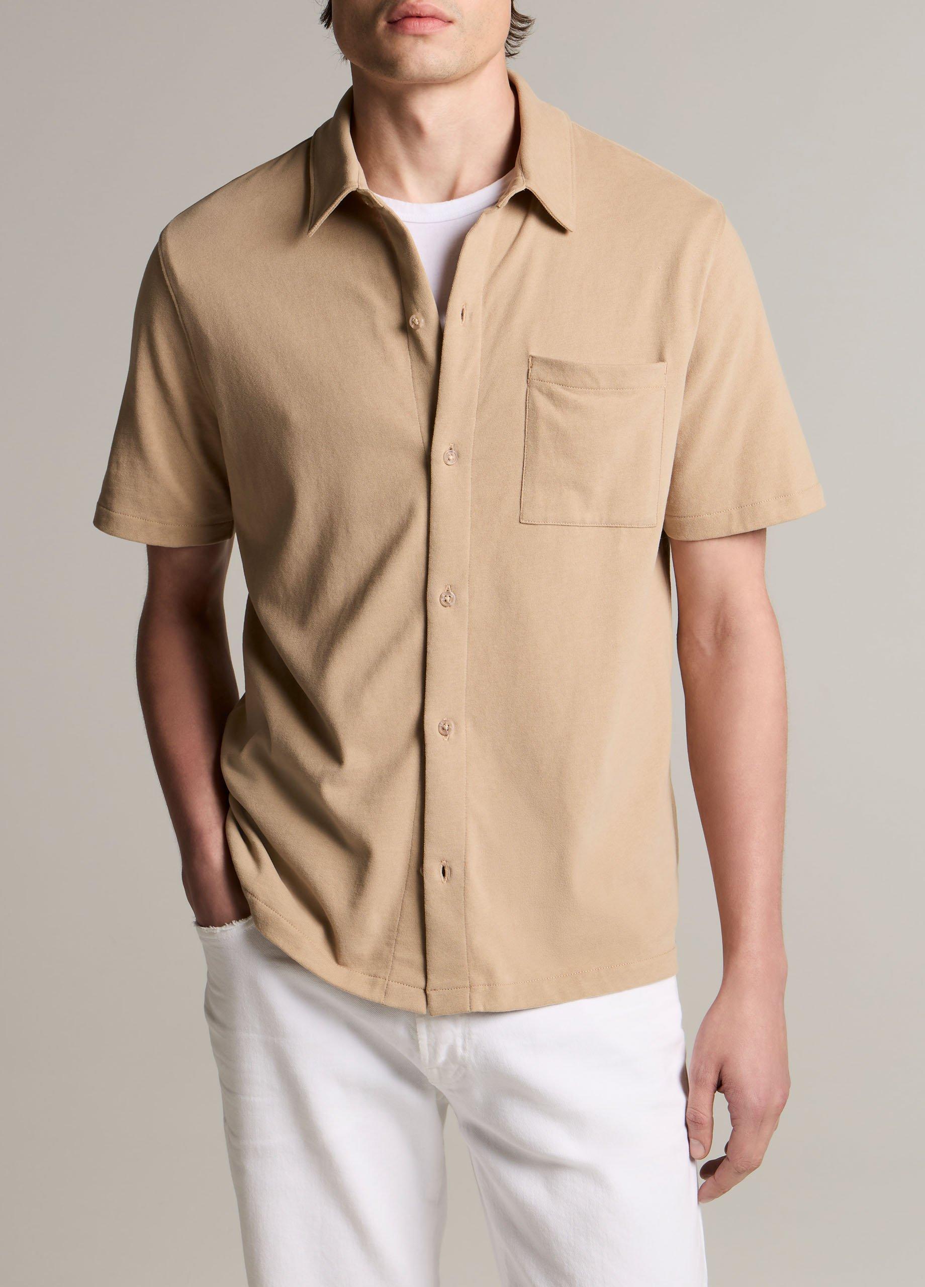 Sueded Cotton Jersey Button-Front Shirt image number 0
