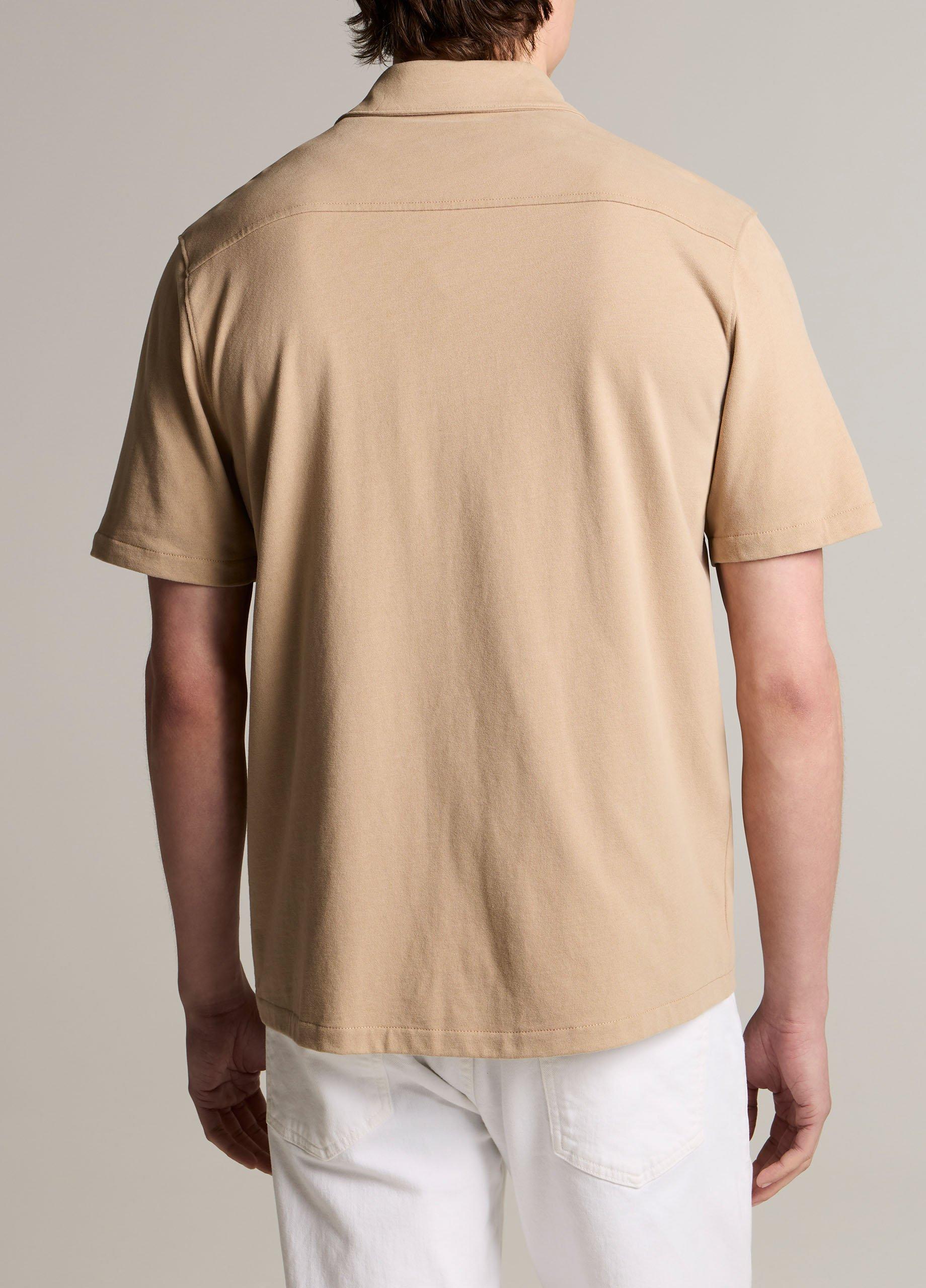 Sueded Cotton Jersey Button-Front Shirt image number 2