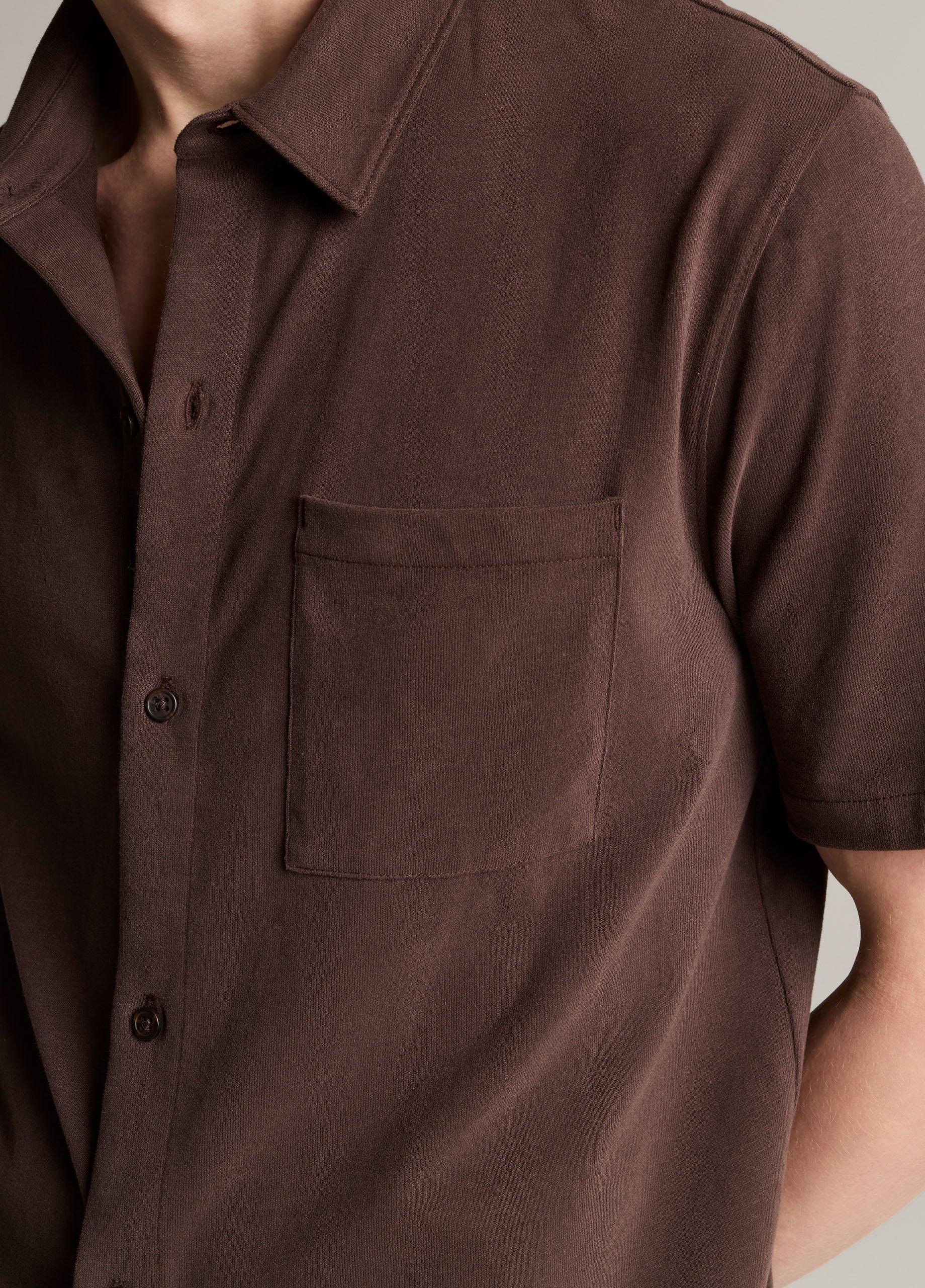 Sueded Cotton Jersey Button-Front Shirt image number 1