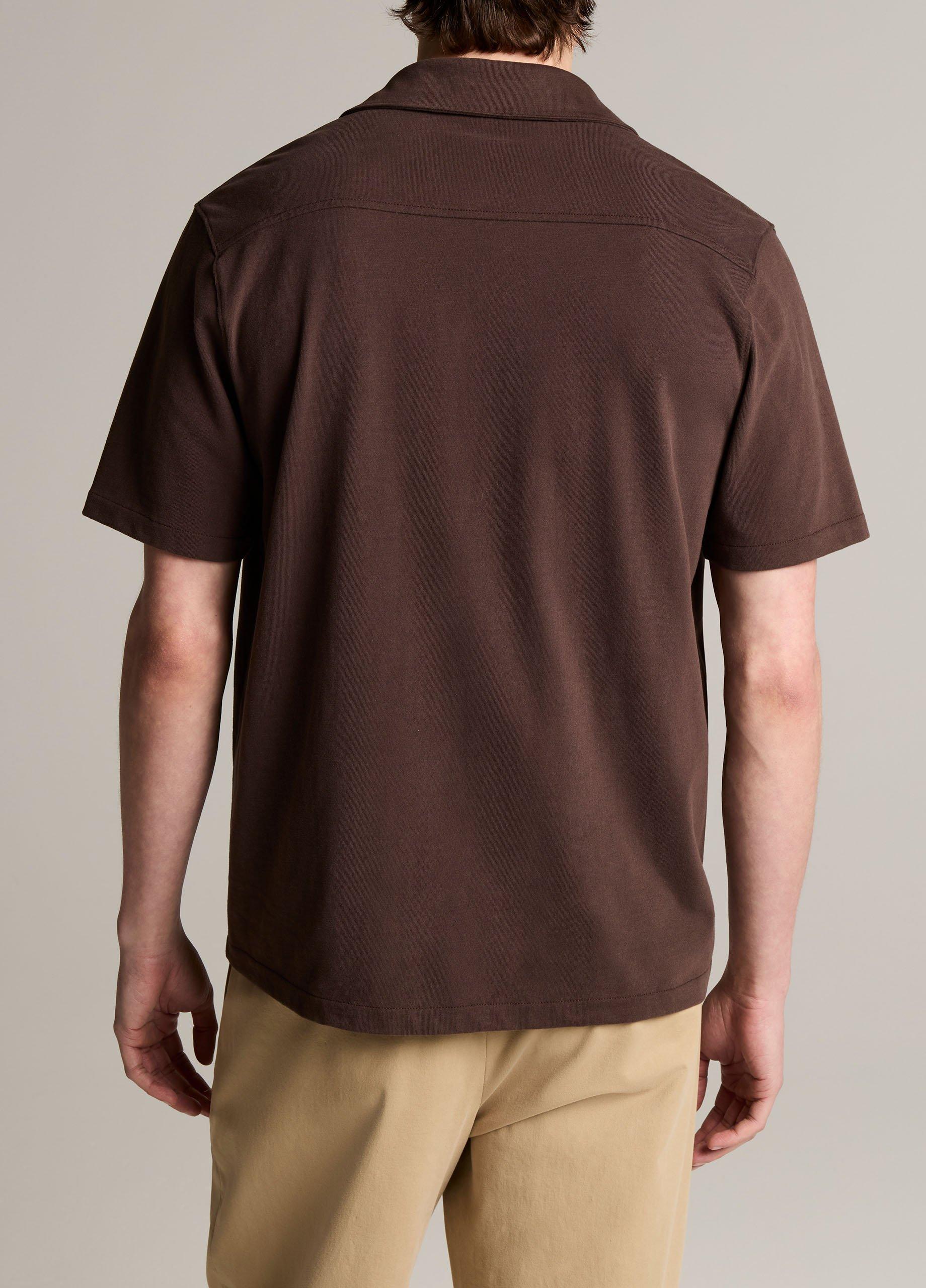Sueded Cotton Jersey Button-Front Shirt image number 2