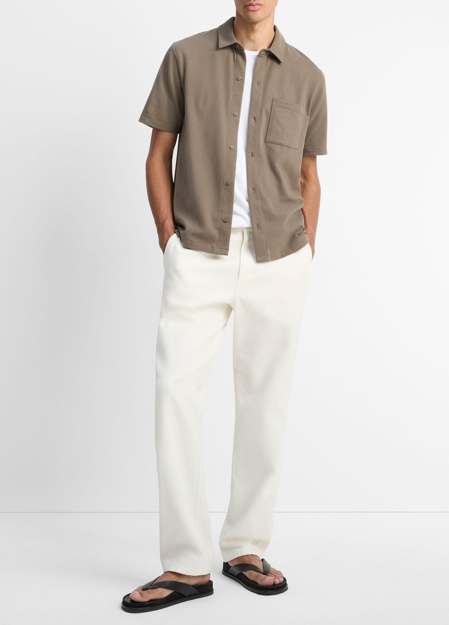 Sueded Cotton Jersey Button-Front Shirt image number 3