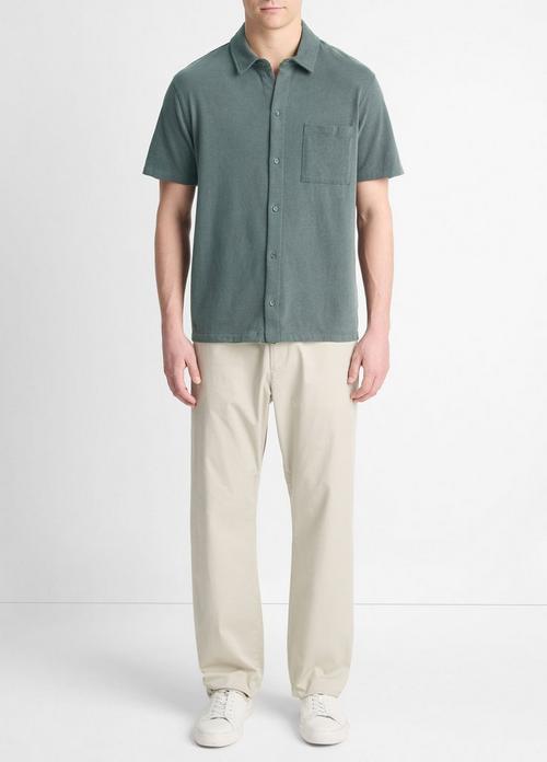 Sueded Cotton Jersey Button-Front Shirt