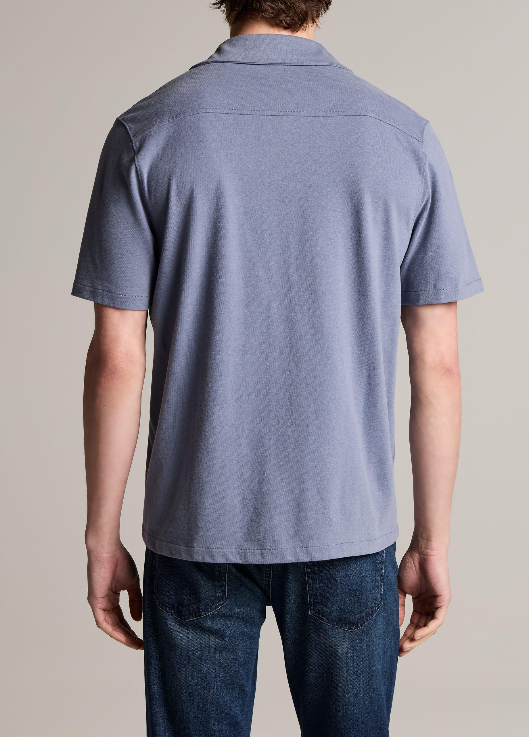 Sueded Cotton Jersey Button-Front Shirt image number 2