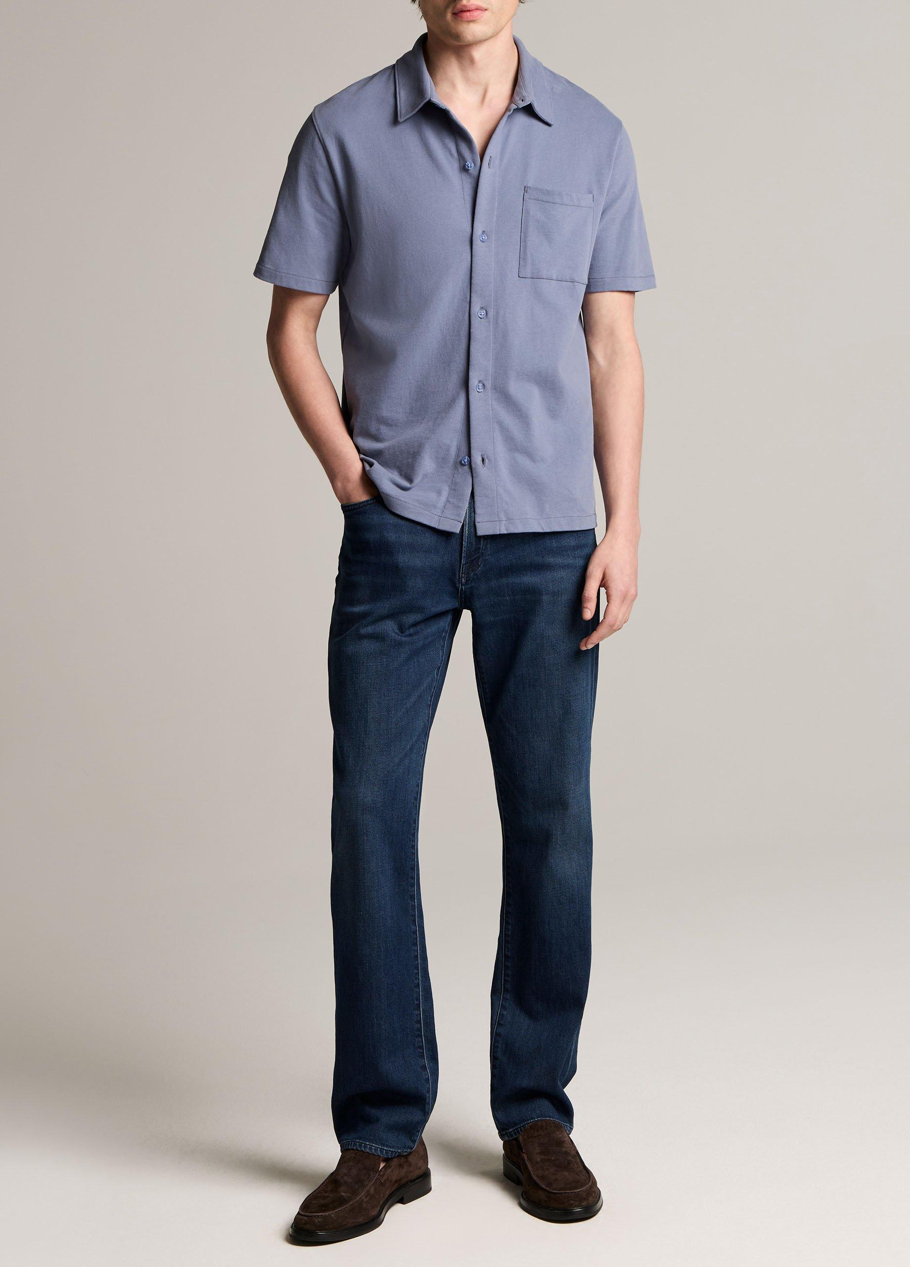 Sueded Cotton Jersey Button-Front Shirt image number 3