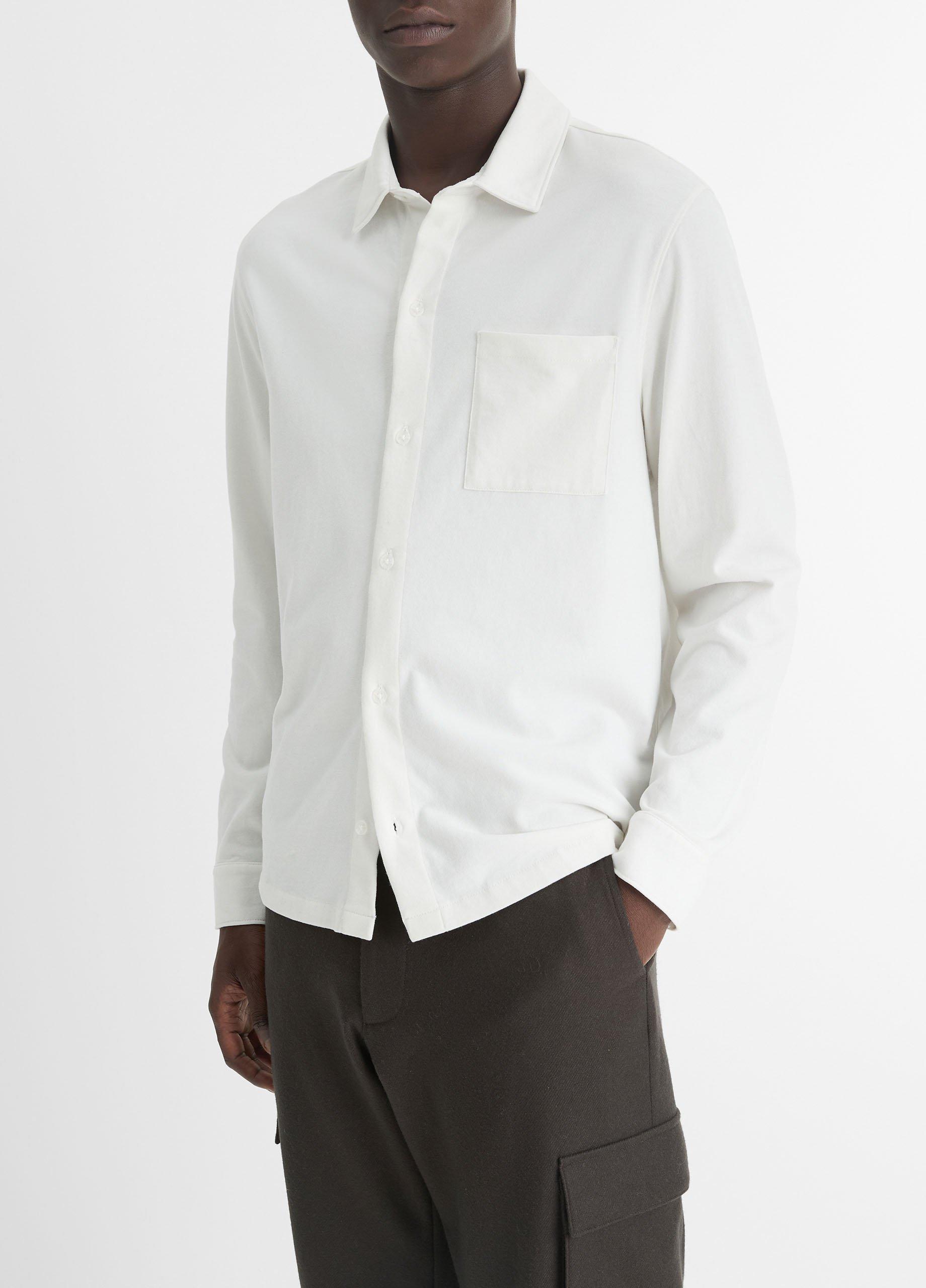 Sueded Cotton Jersey Button-Front Shirt image number 2