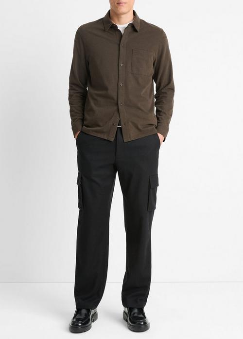 Sueded Cotton Jersey Button-Front Shirt