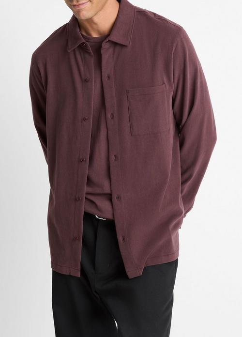 Sueded Cotton Jersey Button-Front Shirt