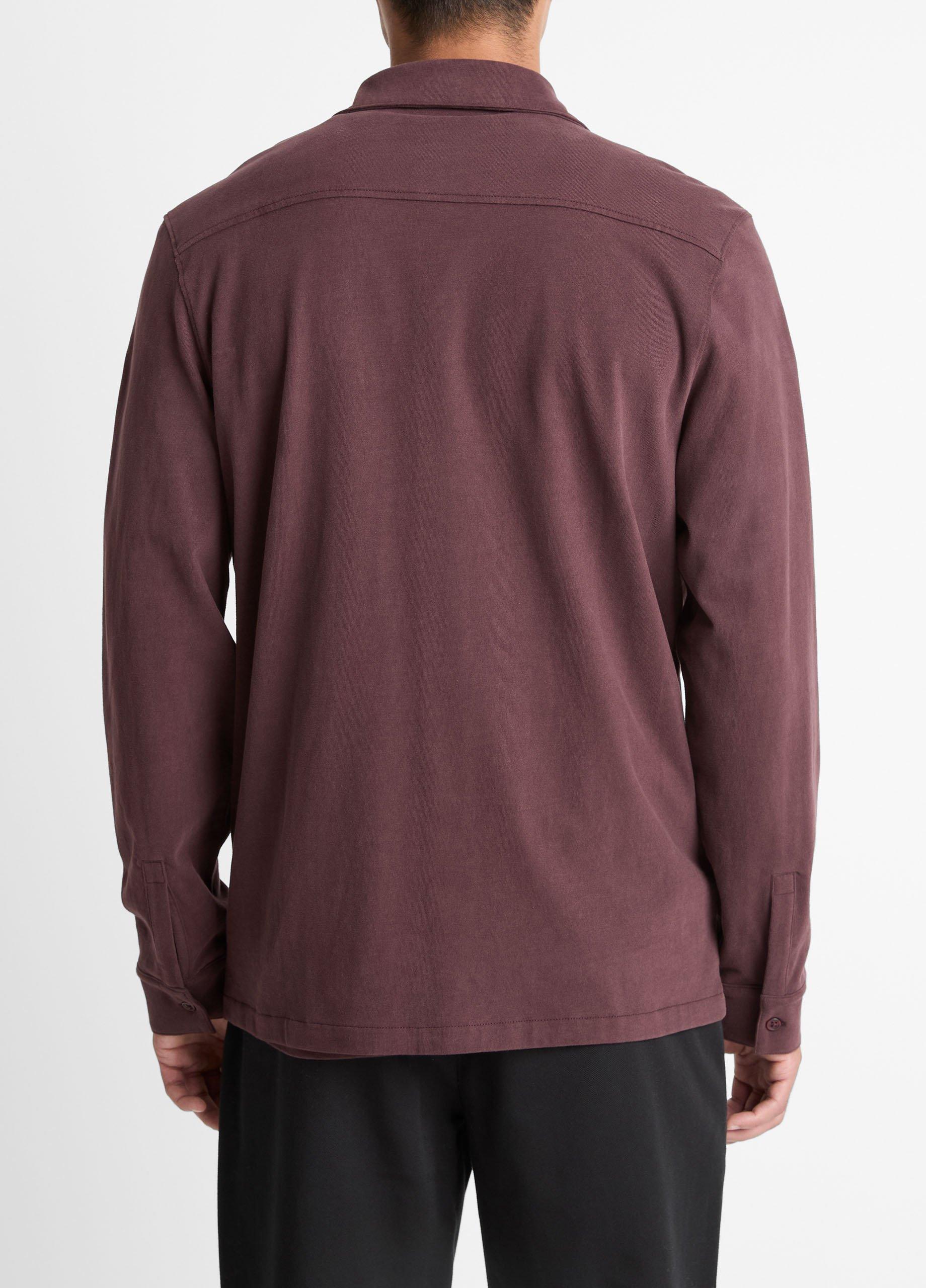 Sueded Cotton Jersey Button-Front Shirt image number 2