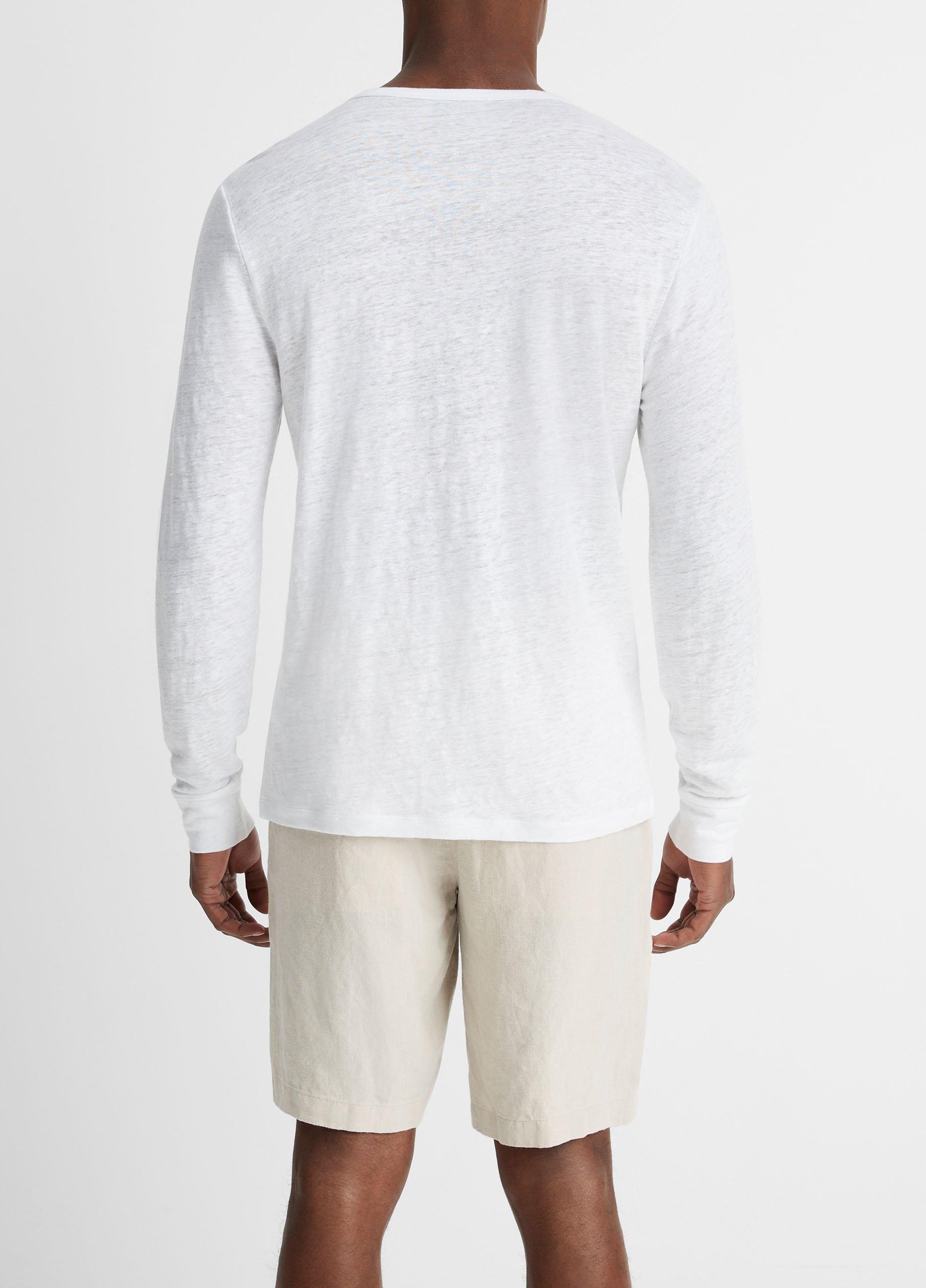 Linen Long-Sleeve Henley in Tees & Hoodies | Vince