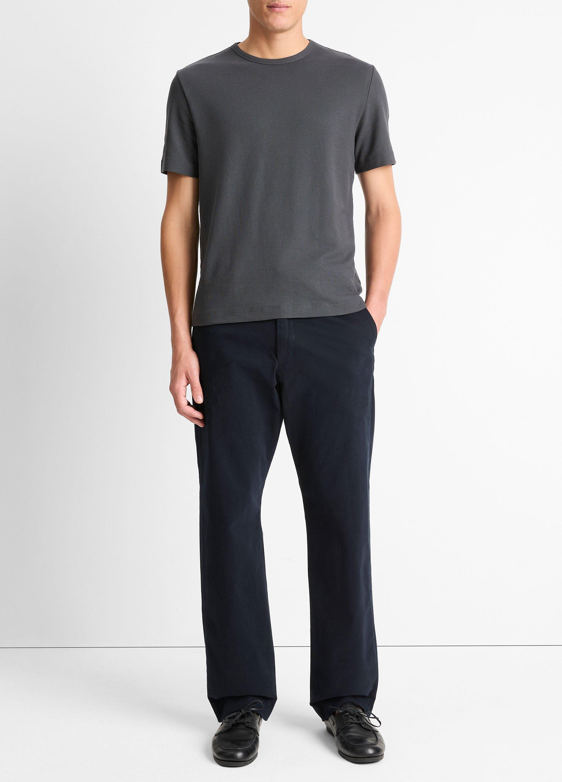 Pima Cotton Piqué Crew Neck T-Shirt in Short Sleeve | Vince