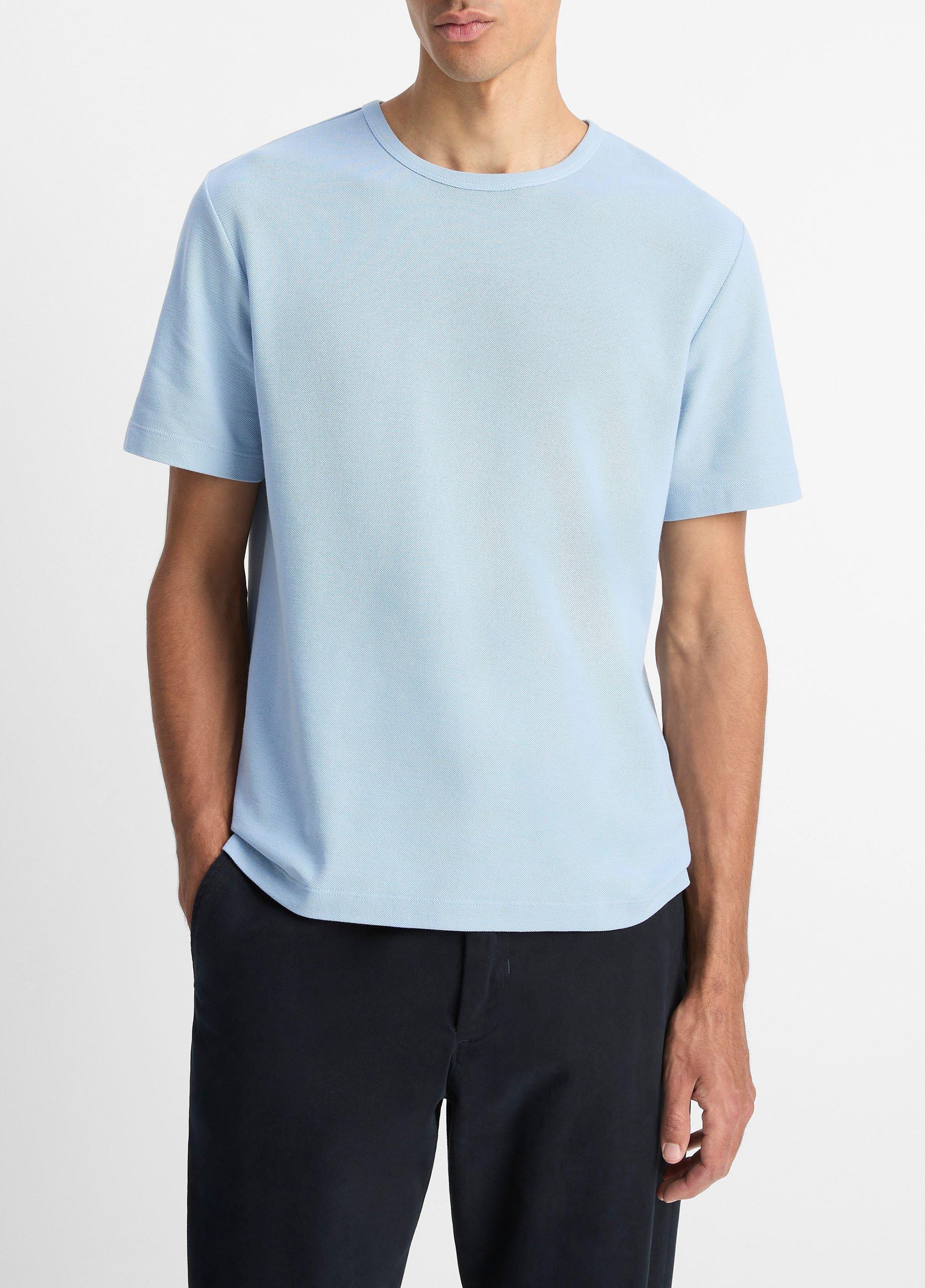 Men's Pima Cotton Piqué Crew Neck T-Shirt, California Rain, Size L Vince