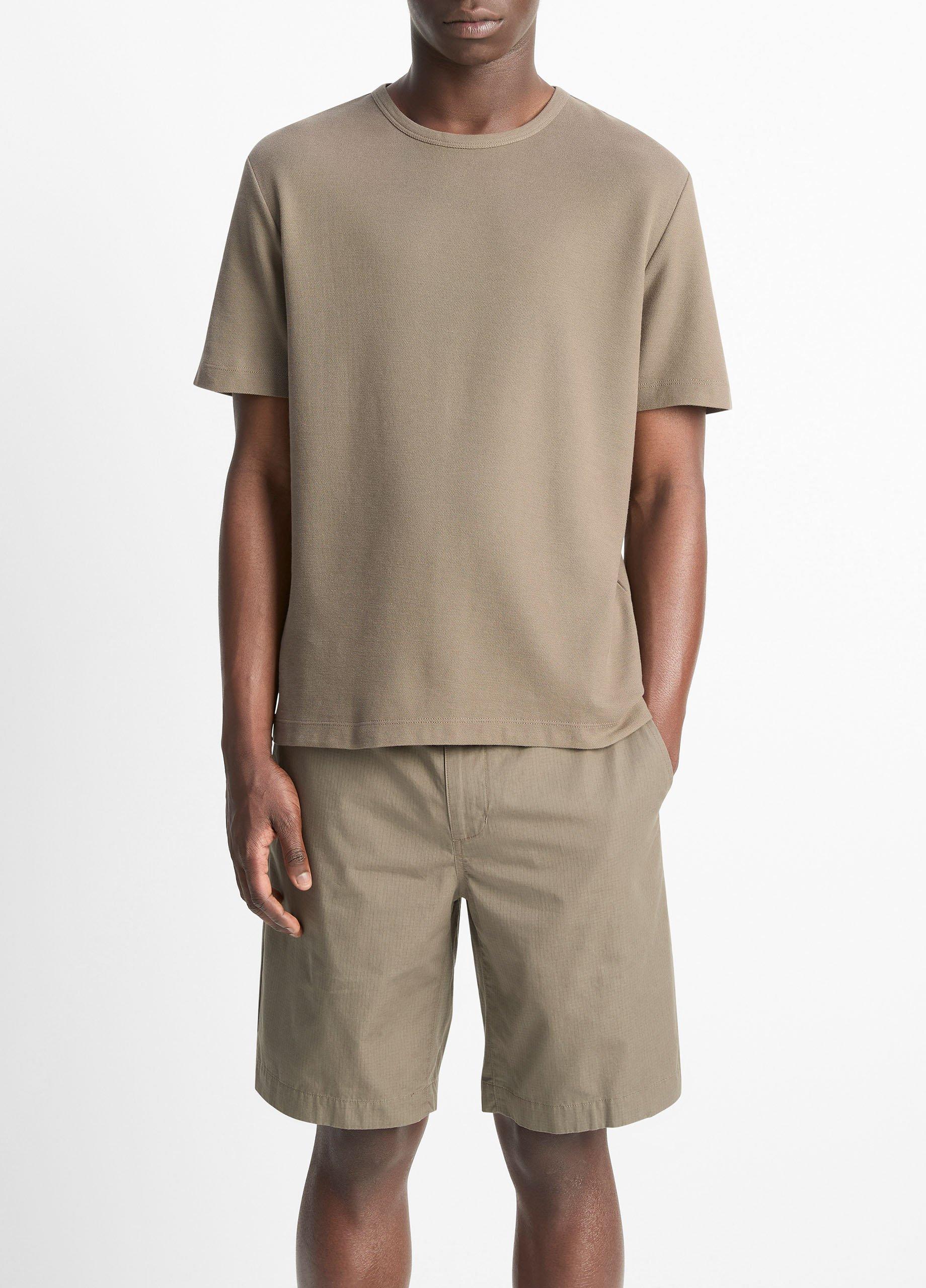 Men's Pima Cotton Piqué Crew Neck T-Shirt, Dome, Size L Vince