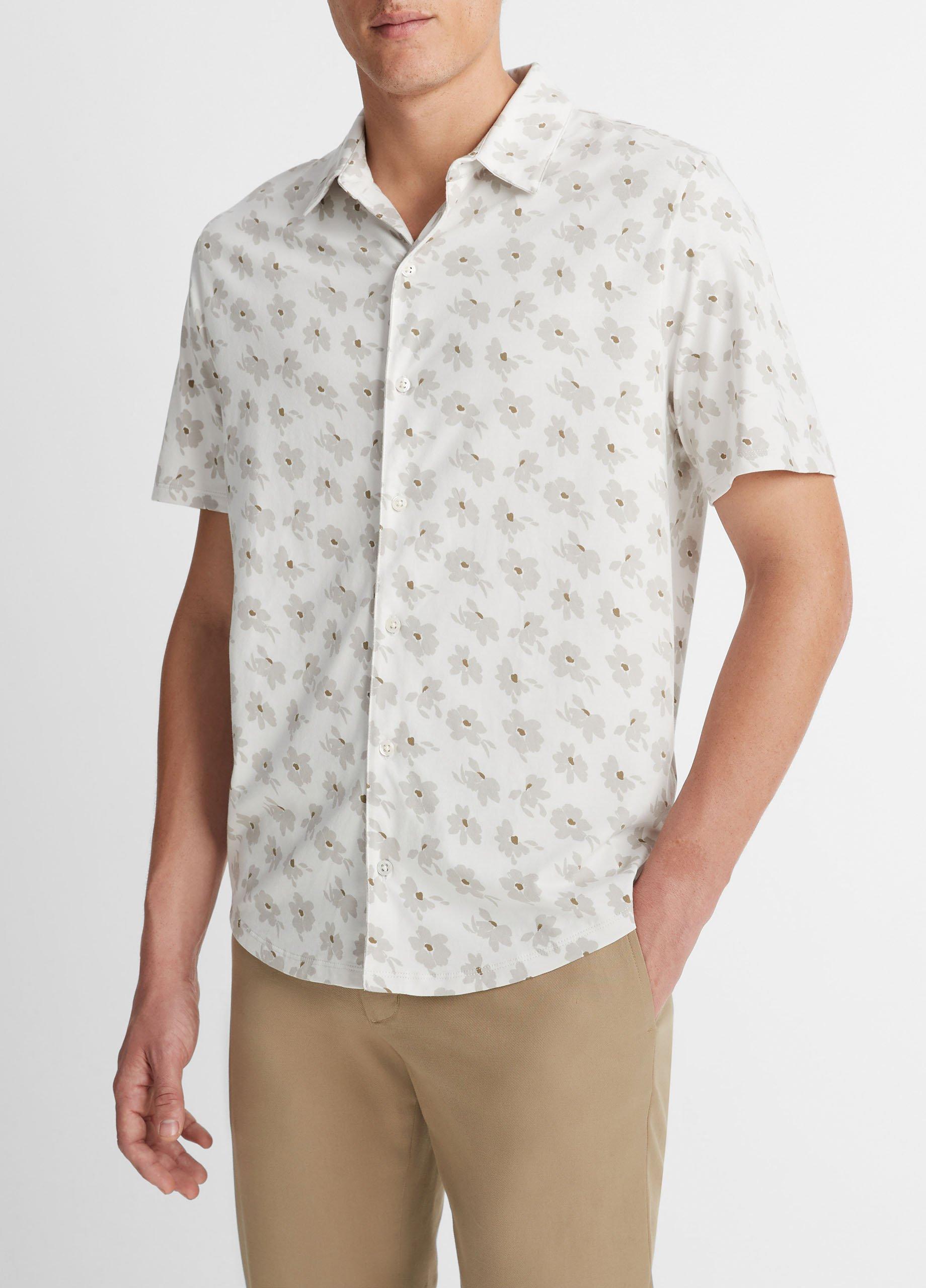 Abstract Daisies Pima Cotton Button-Front Shirt