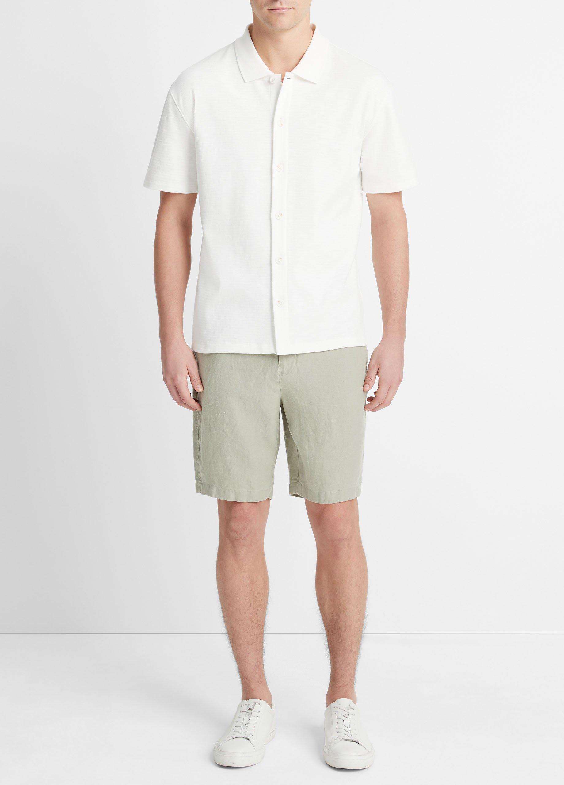 Variegated Jacquard Short-Sleeve Button-Front Shirt image number 0