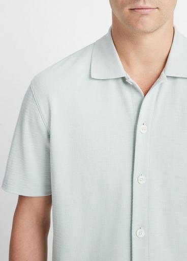Variegated Jacquard Short-Sleeve Button-Front Shirt image number 1