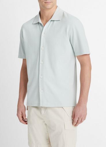 Variegated Jacquard Short-Sleeve Button-Front Shirt image number 2