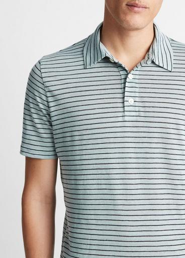 Striped Linen Short-Sleeve Polo Shirt image number 1
