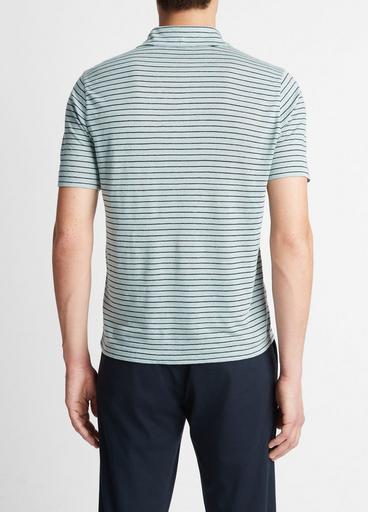 Striped Linen Short-Sleeve Polo Shirt image number 3