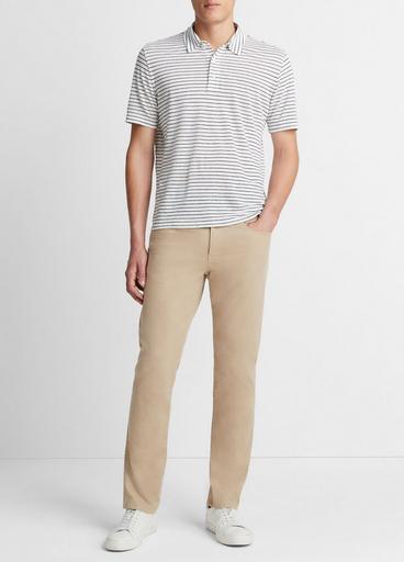 Striped Linen Short-Sleeve Polo Shirt image number 0