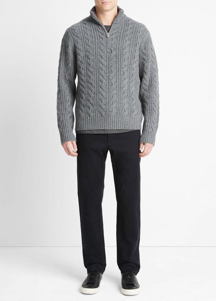 Cable-Knit Wool Quarter-Zip Sweater in Sweaters | Vince