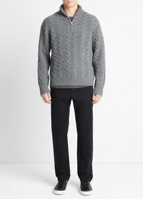 Cable-Knit Wool Quarter-Zip Sweater