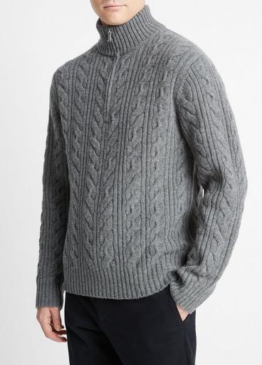 Cable-Knit Wool Quarter-Zip Sweater image number 2