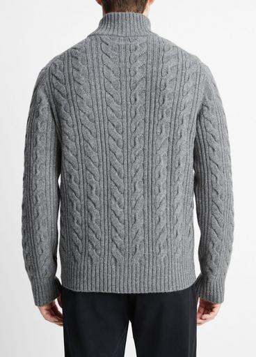 Cable-Knit Wool Quarter-Zip Sweater image number 3