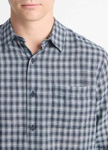 Summit Plaid Linen-Cotton Long-Sleeve Shirt image number 1