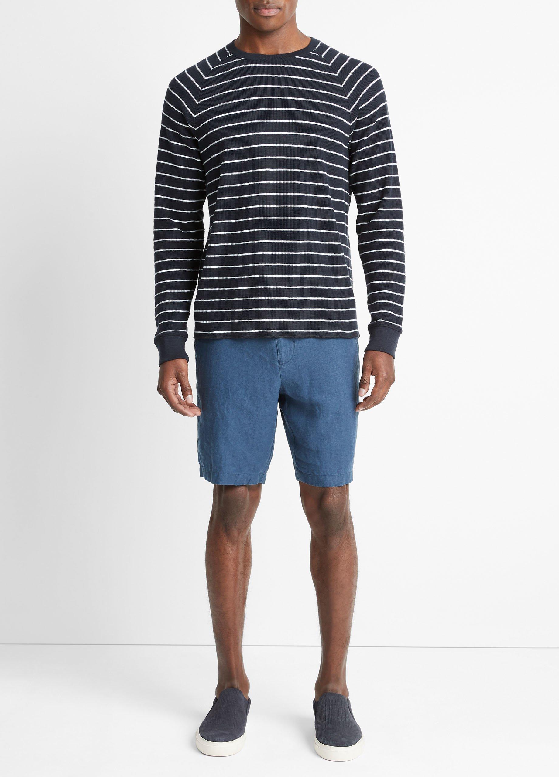 Striped Waffle Pima Cotton Long-Sleeve T-Shirt in Vince Products