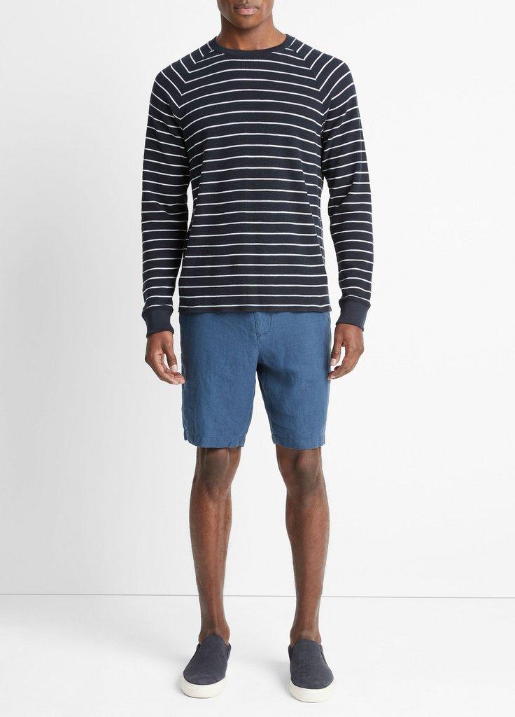 Striped Waffle Pima Cotton Long-Sleeve T-Shirt in Long Sleeve | Vince