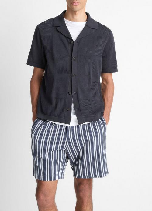 Patchwork Pointelle Short-Sleeve Shirt