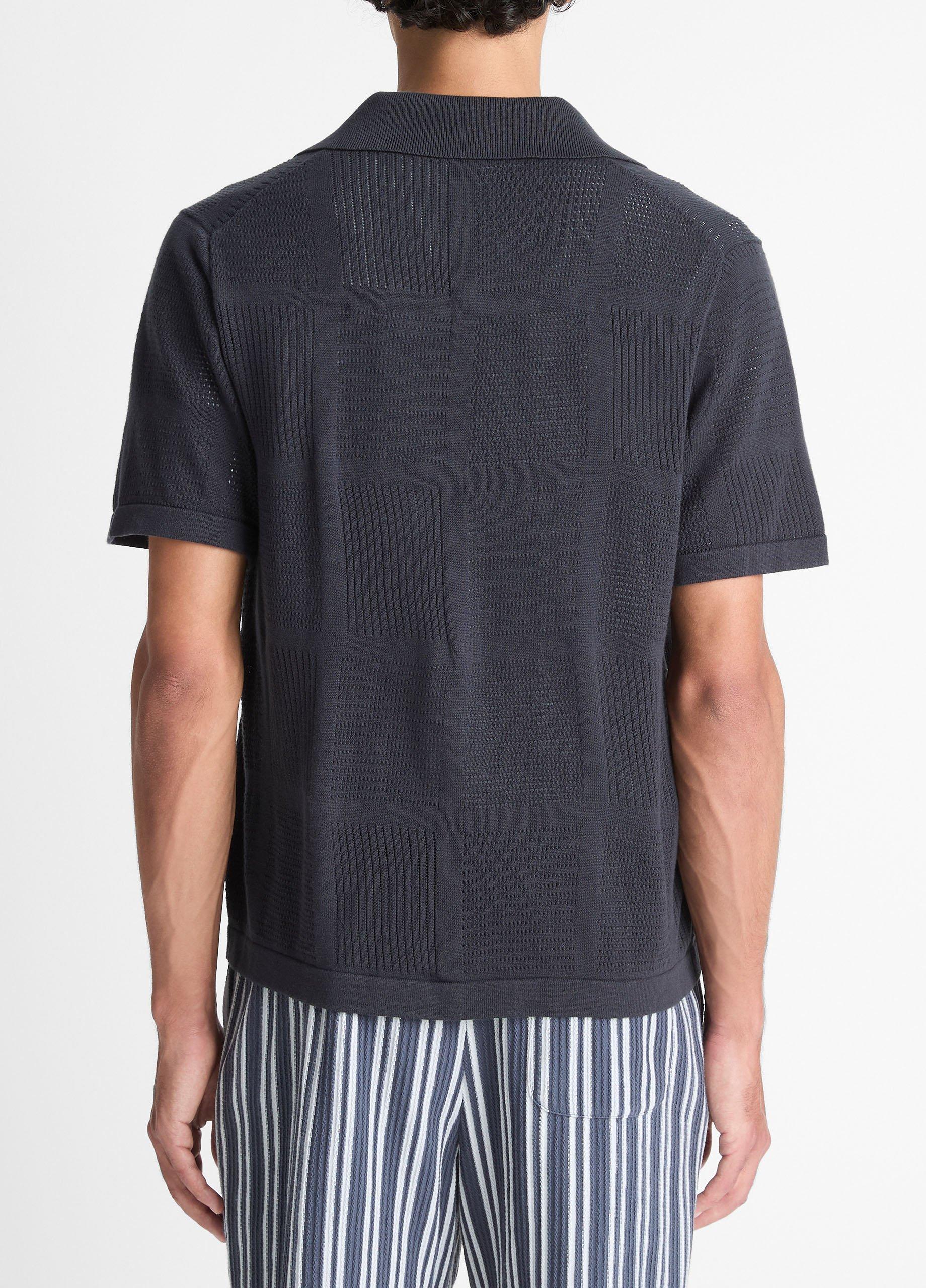 Patchwork Pointelle Short-Sleeve Shirt image number 2