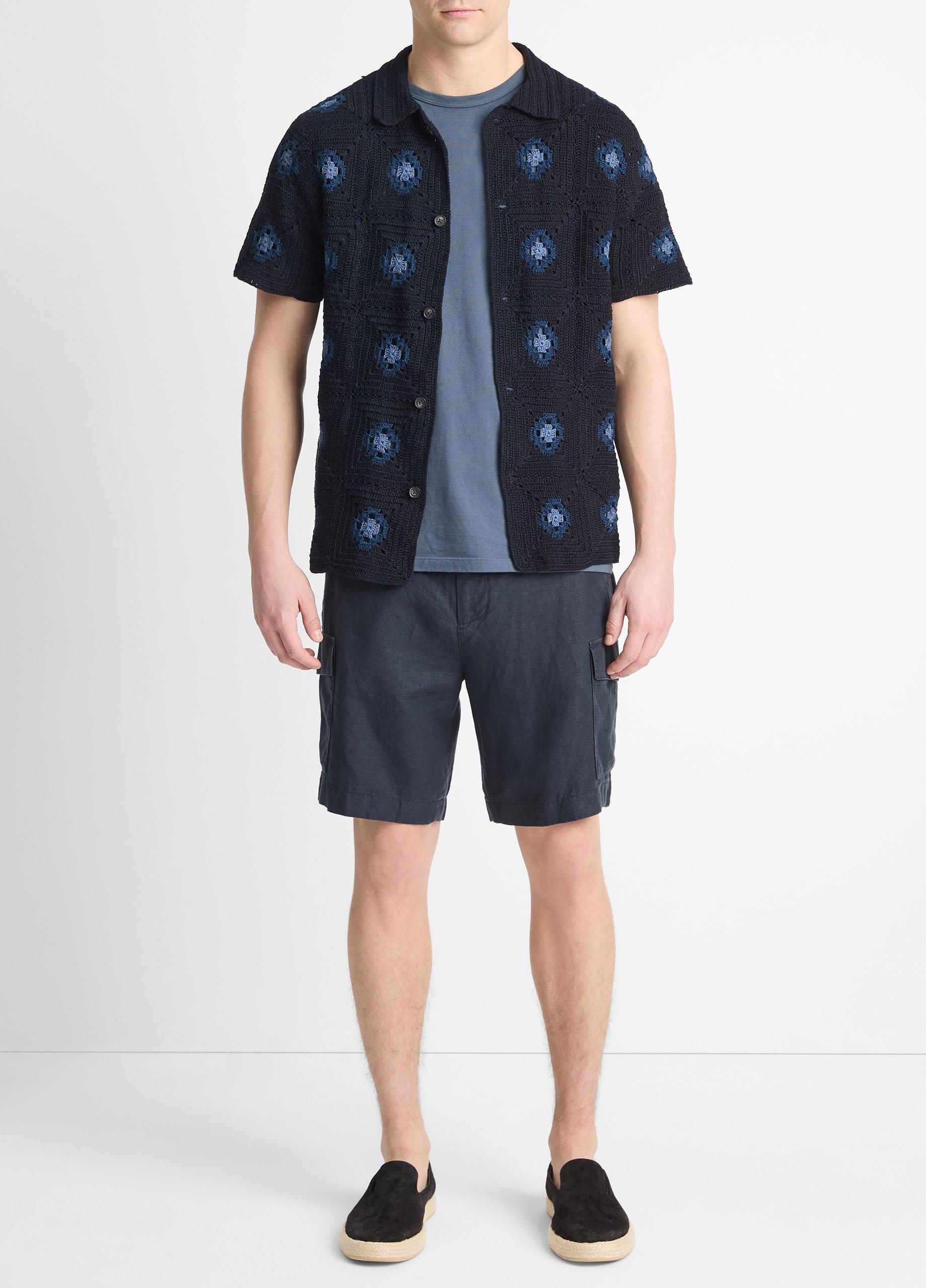 Crafted Crochet Cotton Button-Front Shirt image number 0