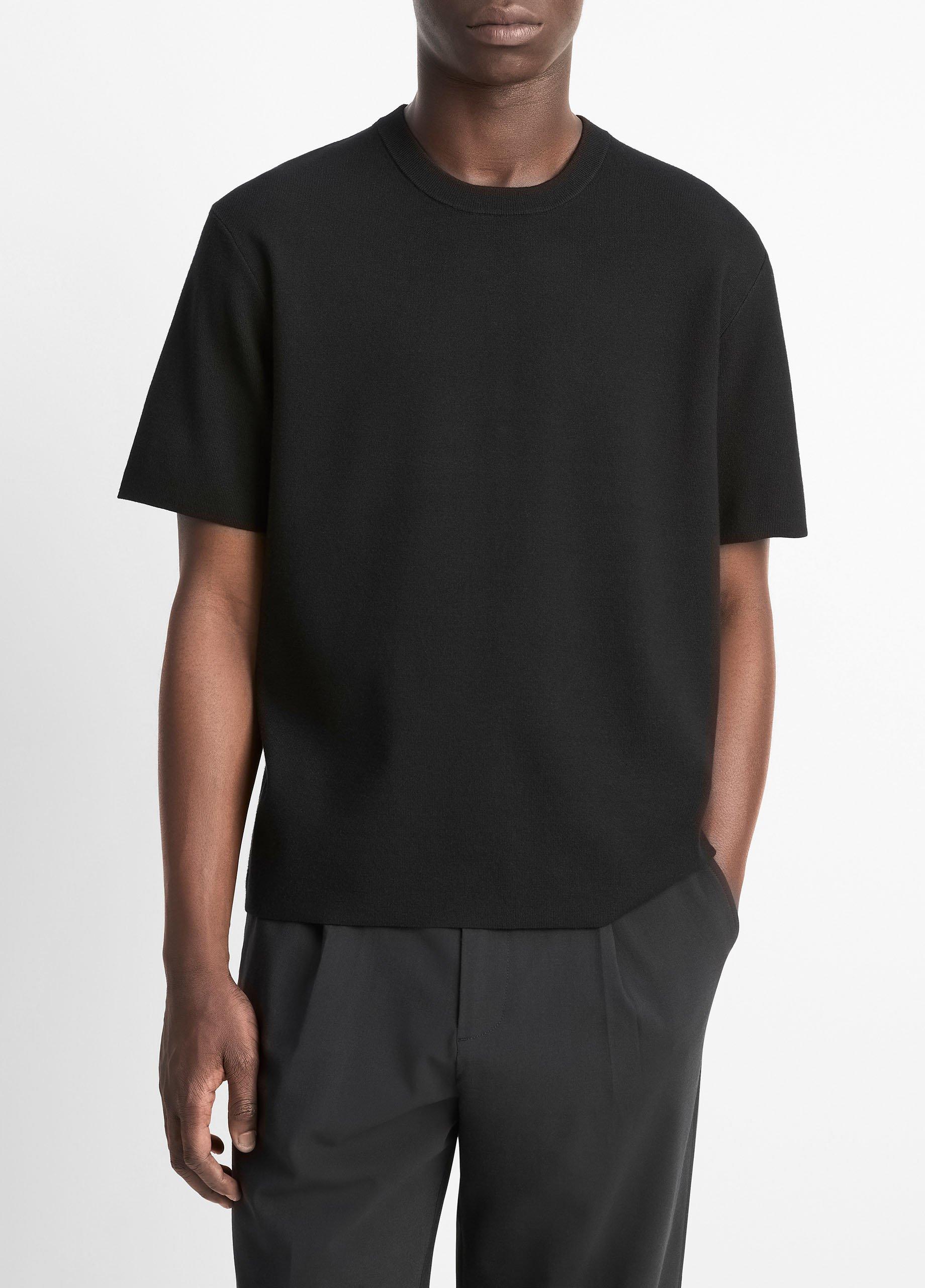 Men's Milano Short-Sleeve Crew Neck Sweater, Black, Size L Vince