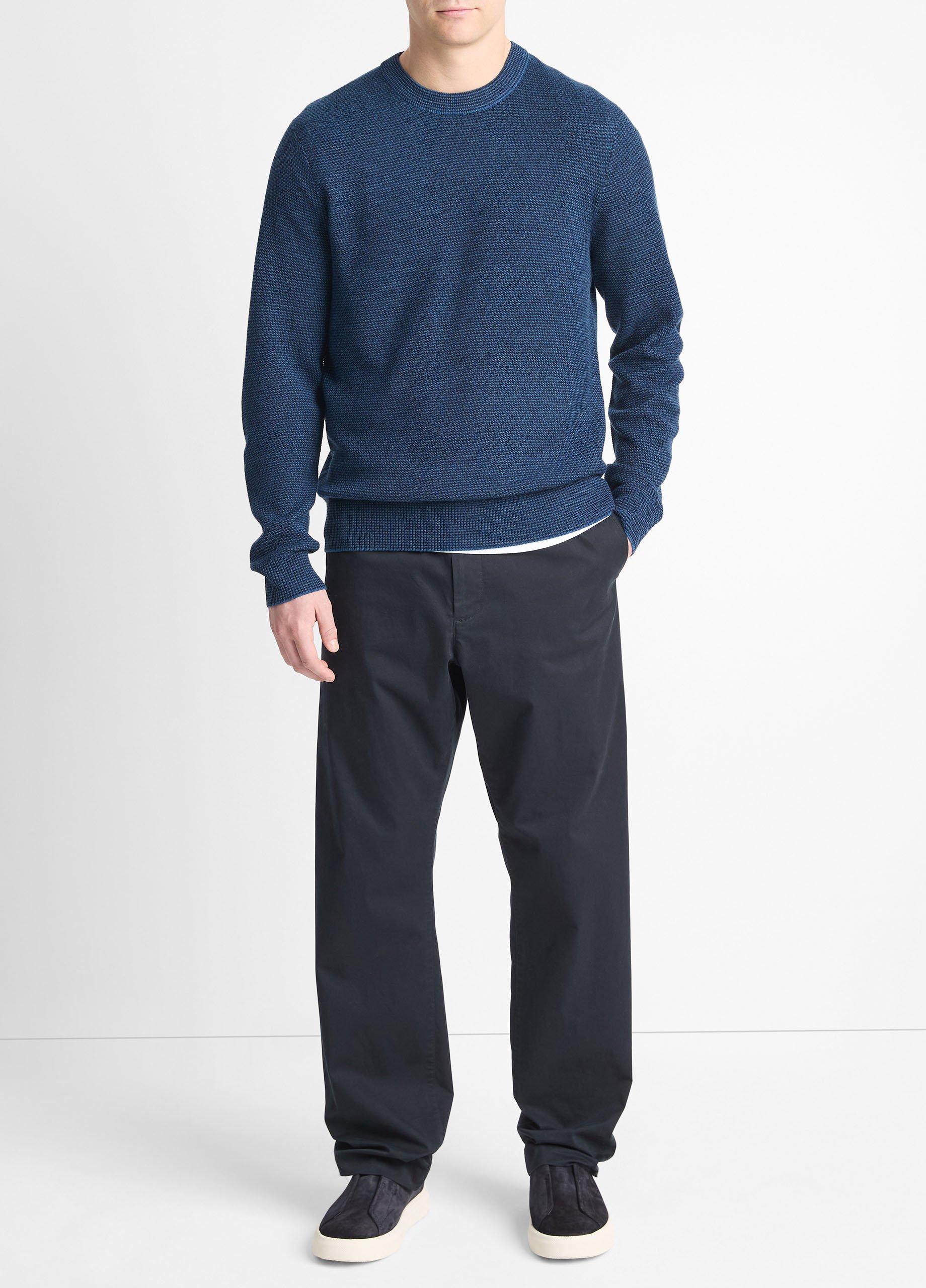 Two-tone Merino Wool Mesh Sweater, Shaded Teal/coastal Blue, Size L Vince