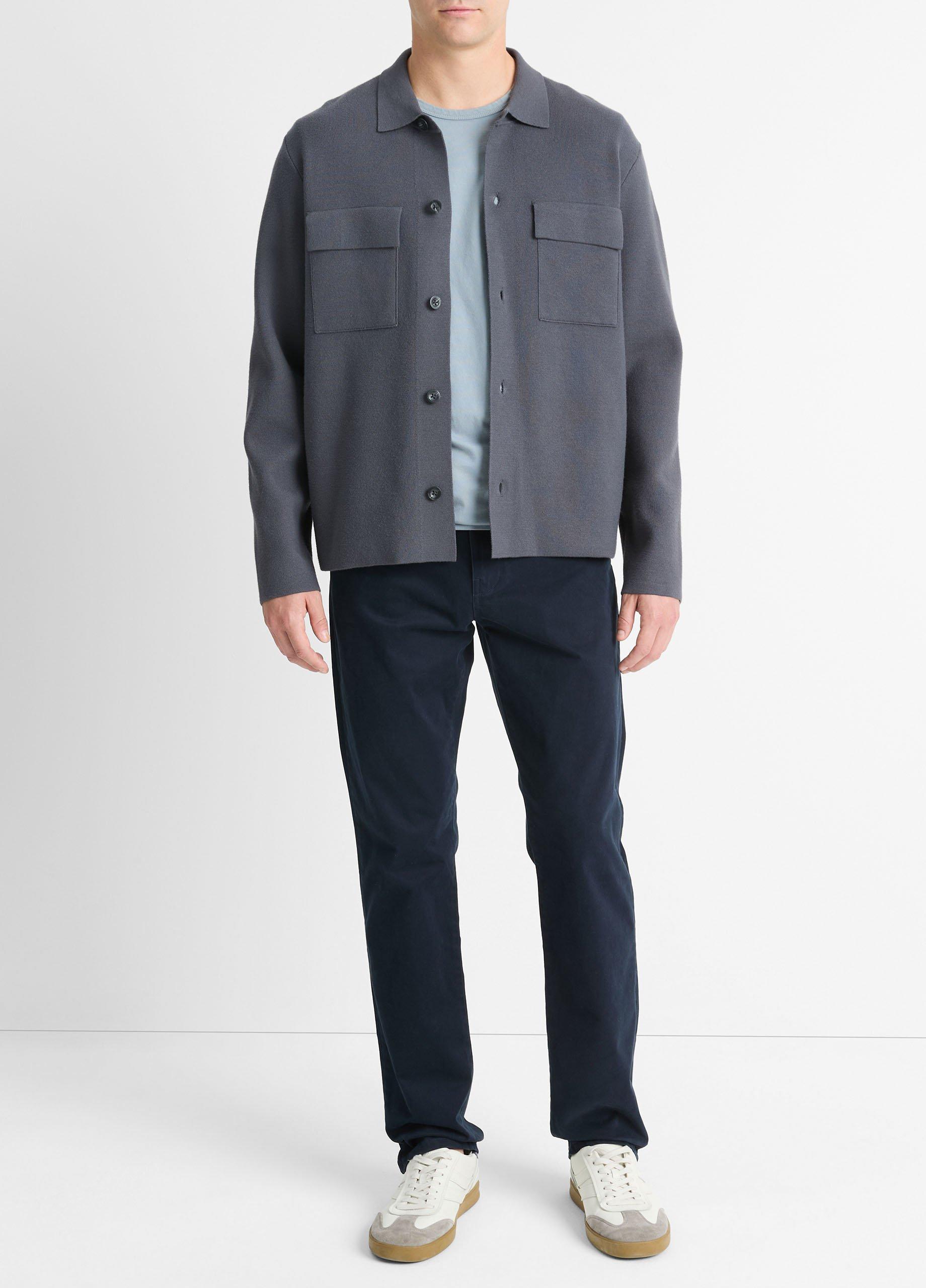Milano-stitch Shirt Jacket, Light Carbon, Size XXL Vince