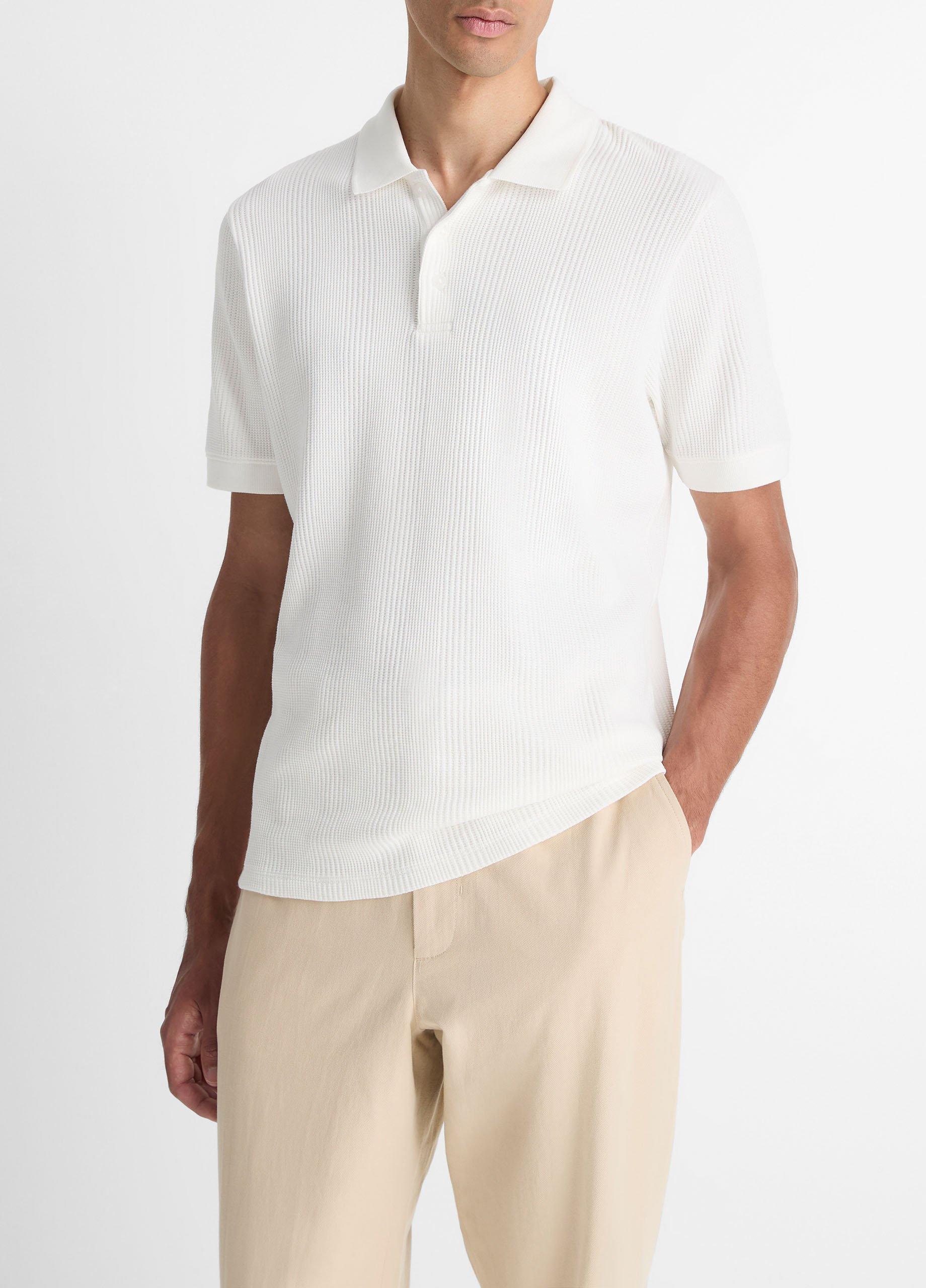 MULLIGAN POLO/WH ホワイト Variegated Pima Cotton Polo Shirt in Short Sleeve | Vince