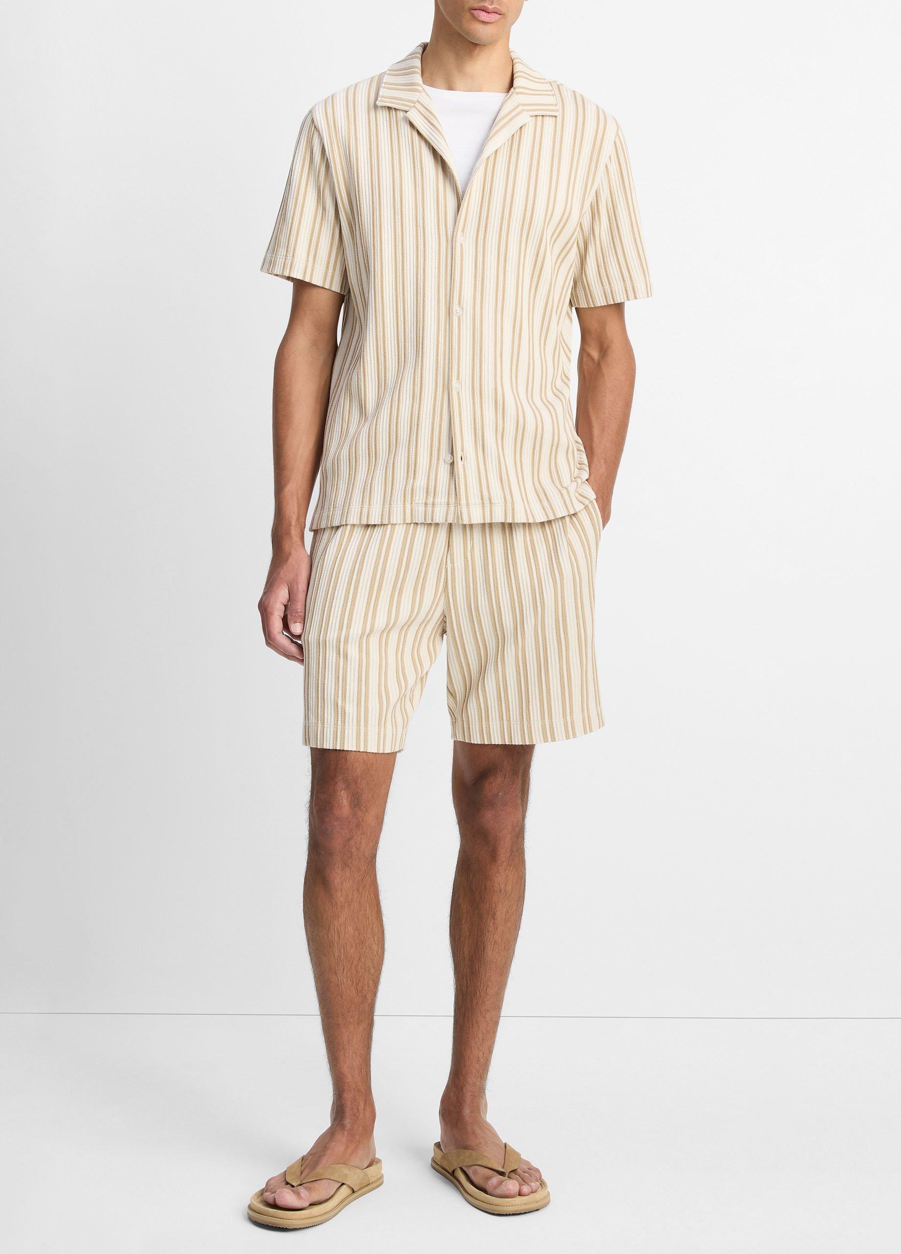 Jacquard-Stripe Cotton-Blend Cabana Shirt image number 3