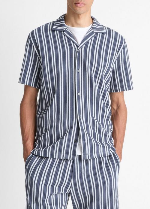 Jacquard-Stripe Cotton-Blend Button-Front Shirt