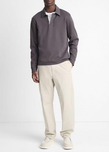 Brushed Pima Cotton Long-Sleeve Polo Shirt image number 0