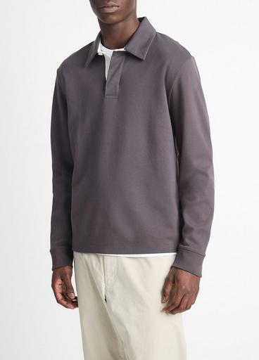 Brushed Pima Cotton Long-Sleeve Polo Shirt image number 2