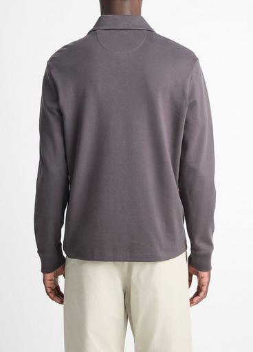 Brushed Pima Cotton Long-Sleeve Polo Shirt image number 3
